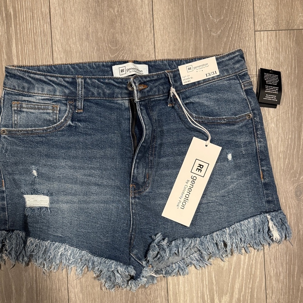 REgeneration Women's Distressed Blue Jean Shorts